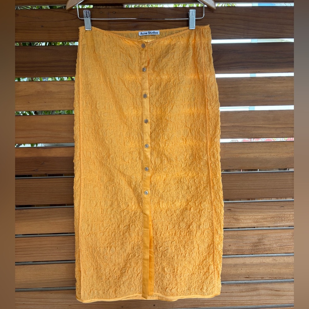 SOLD • Acne Studios Crinkled Cotton Blend Midi Skirt - Picture 2 of 7